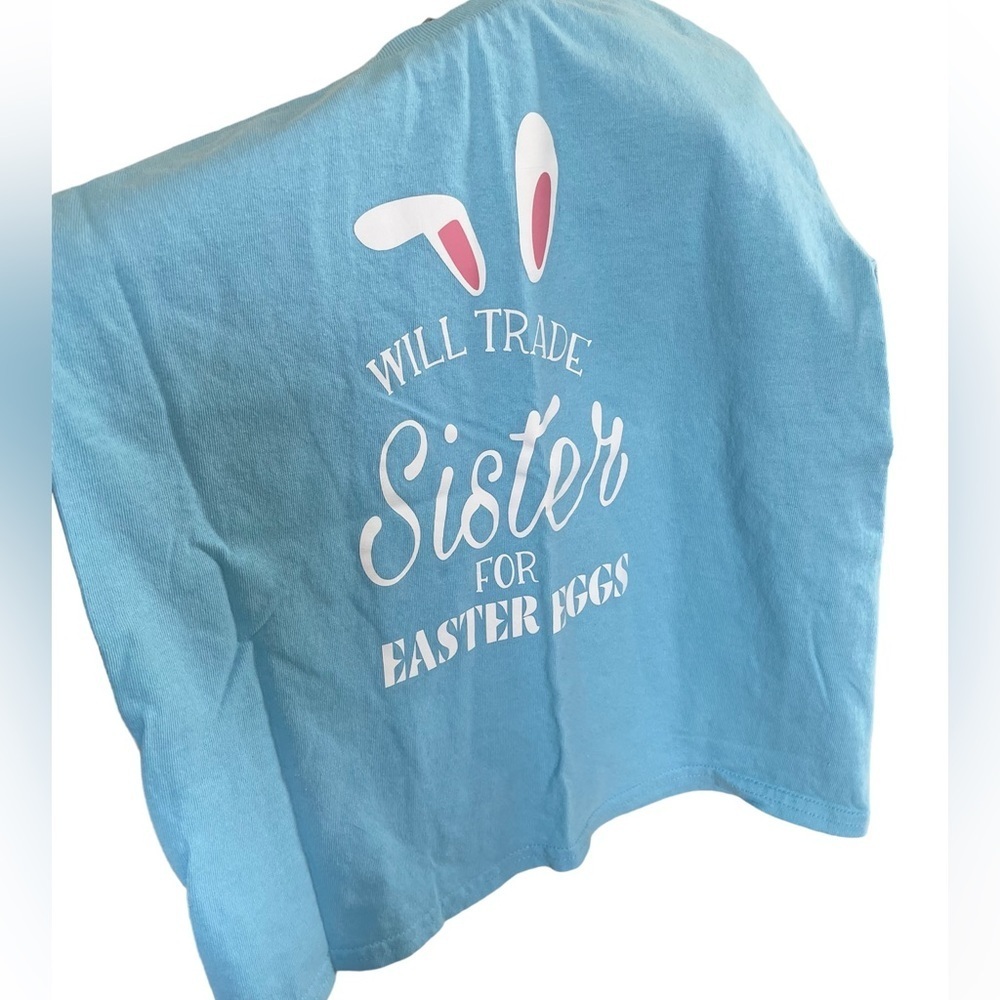 Gildan 100% Heavy Cotton Blue Easter Graphic T-Shirt Youth size XS - Picture 4 of 13